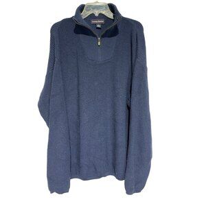 Lawton Harbor Merino Wool Made In Italy Navy Blue Half-Zip Knit Sweater Mens M